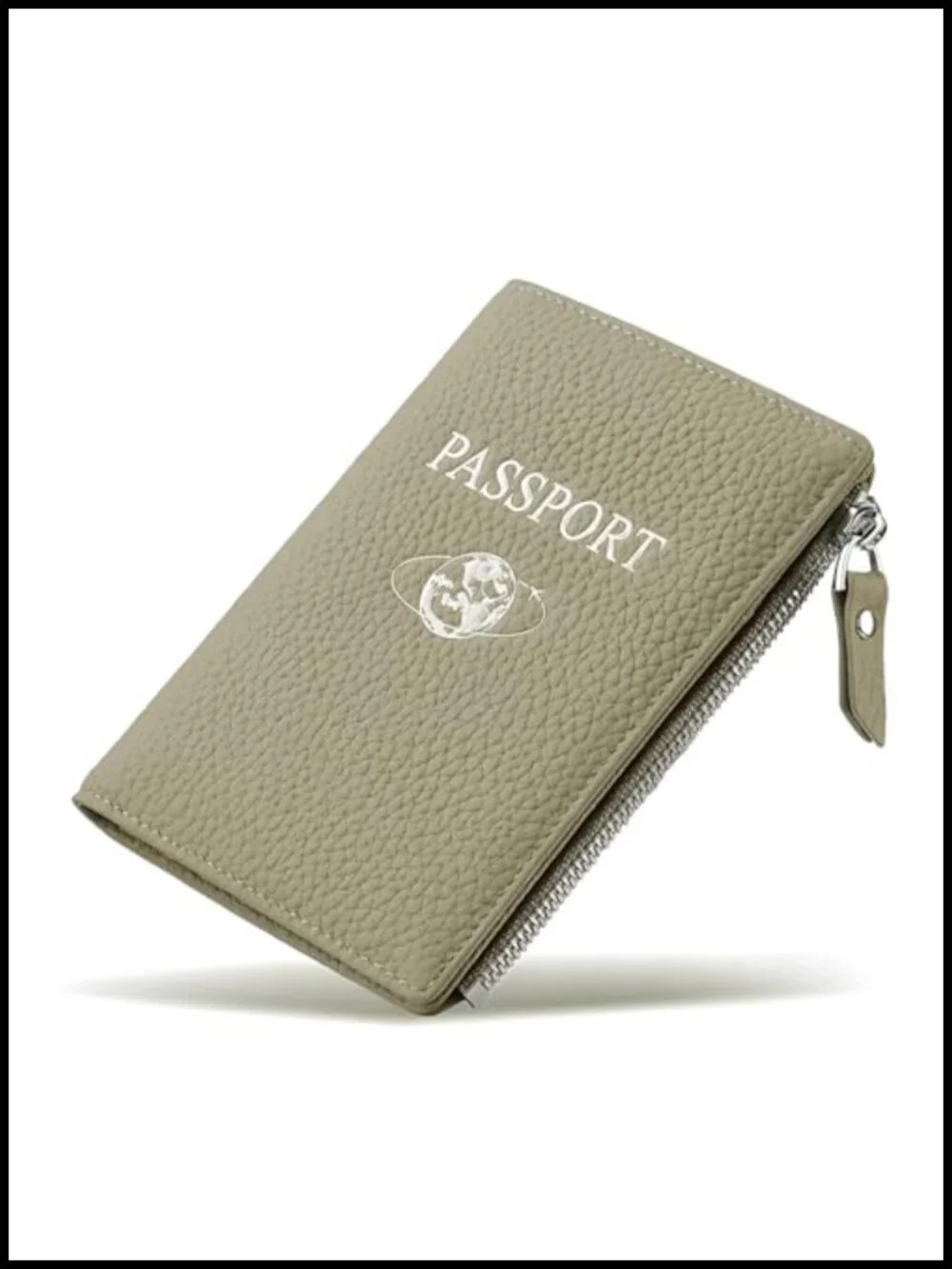 Passport Holder RFID Blocking Genuine Leather Wallet Card Slots Zipper Travel
